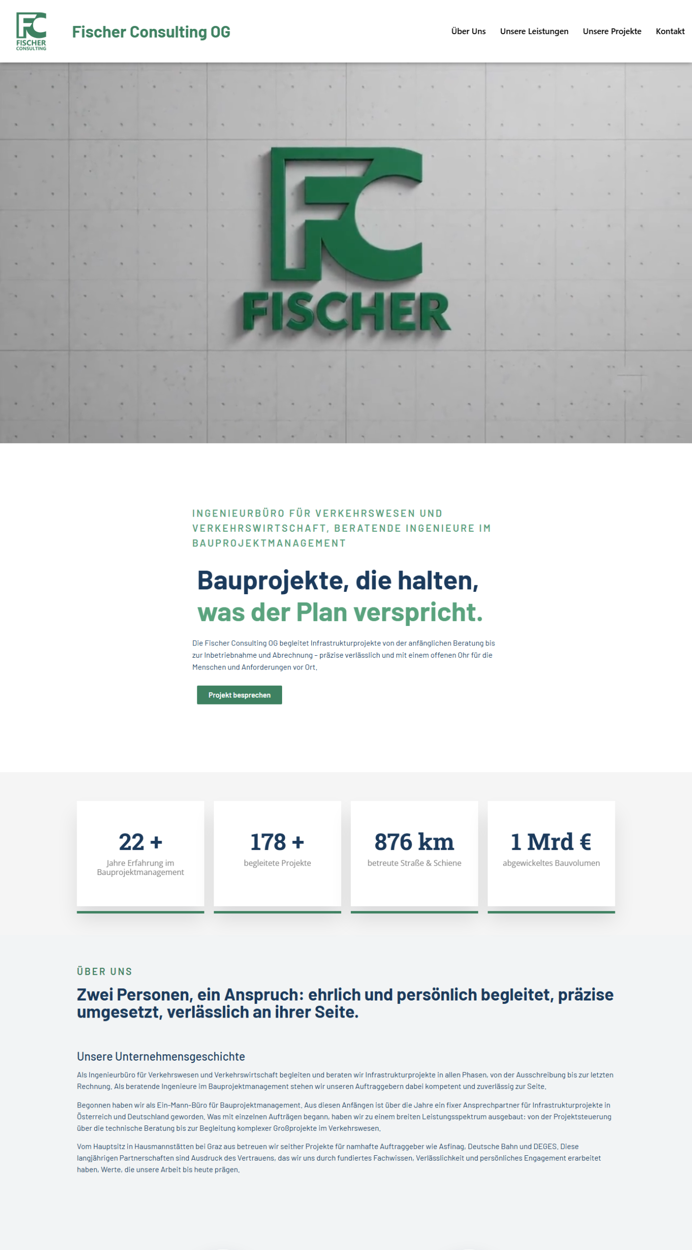 Website von Fischer Consulting OG, Ingenieurbüro